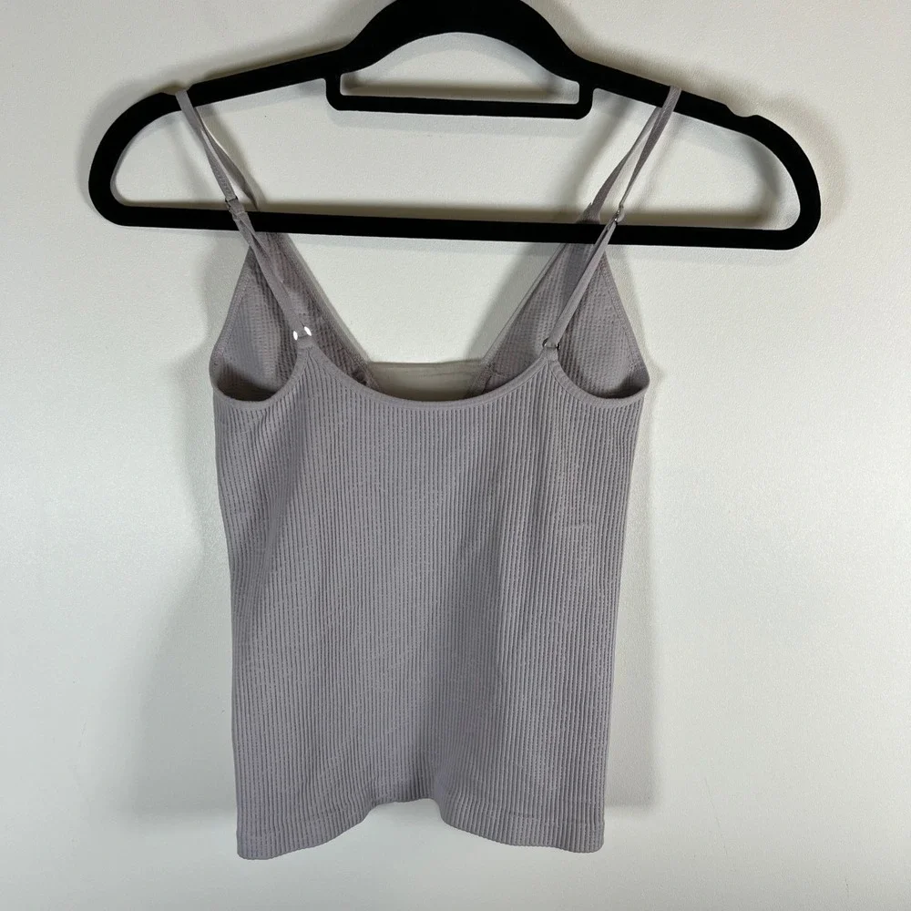 Intimately Free People Ribbed V-Neck Mesh Inset Camisole Lavender Grey One Size‎